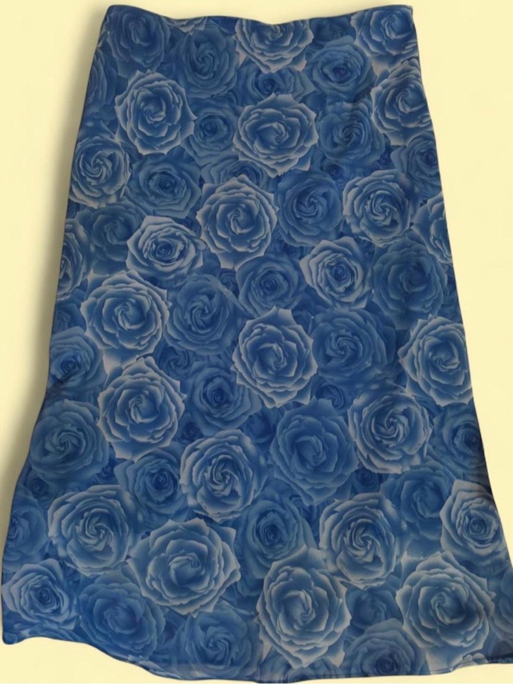 Vintage Blue Floral Roses midi Skirt